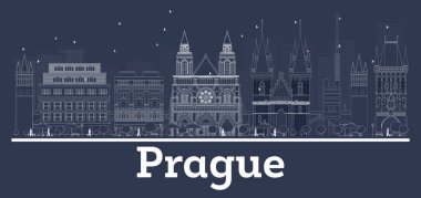 Anahat Prag Çek Cumhuriyeti şehir manzarası ile beyaz binalar.