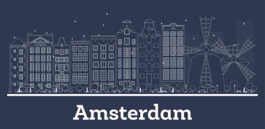 Anahat Amsterdam Hollanda Cumhuriyeti şehir manzarası ile beyaz kurmak