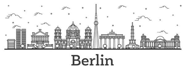 Esquema Berlín Alemania Ciudad Skyline con edificios históricos es — Vector de stock