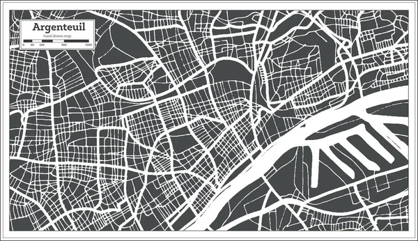 レトロなスタイルのアルジャントゥイユ フランス都市マップ。概要地図。私をベクトルします。 — ストックベクタ
