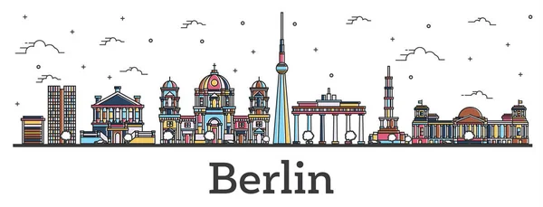 Esboço Berlim Alemanha Cidade Skyline com cor Edifícios Isolar — Vetor de Stock