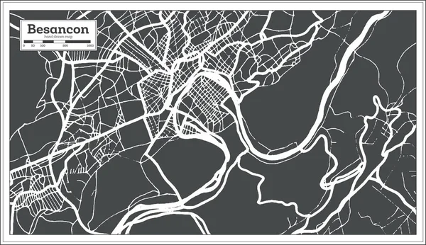 Карта города Безанкон Франция в стиле ретро. Карта контуров. Векторная болезнь — стоковый вектор