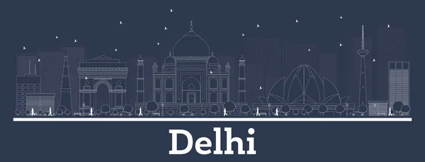 Anahat Delhi Hindistan şehir manzarası ile beyaz binalar. — Stok Vektör