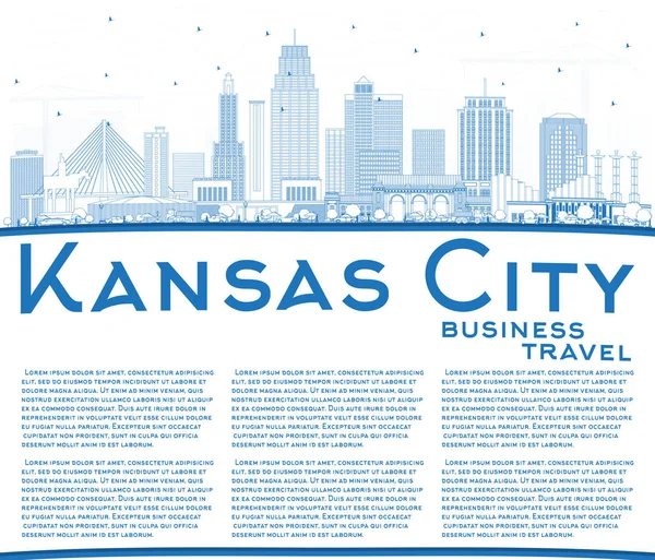 Контур Канзас-Сити Миссури Skyline с голубыми зданиями и копом — стоковый вектор