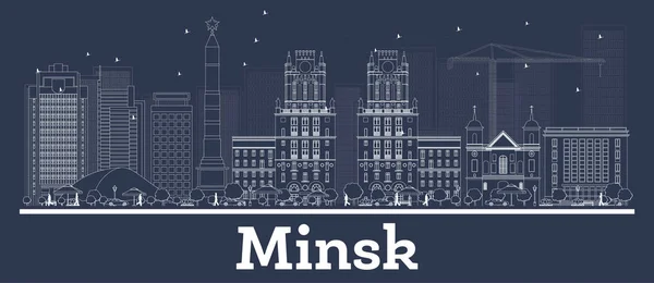 Plan Minsk Belarus City Skyline avec bâtiments blancs . — Image vectorielle