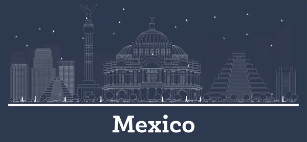 Esquema Ciudad de México Skyline con Edificios Blancos . — Archivo Imágenes Vectoriales