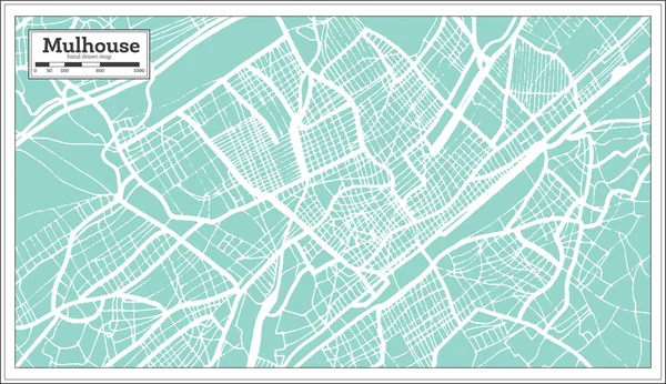 Карта города Мюлуз Франция в стиле ретро. Карта контуров. Векторная болезнь — стоковый вектор