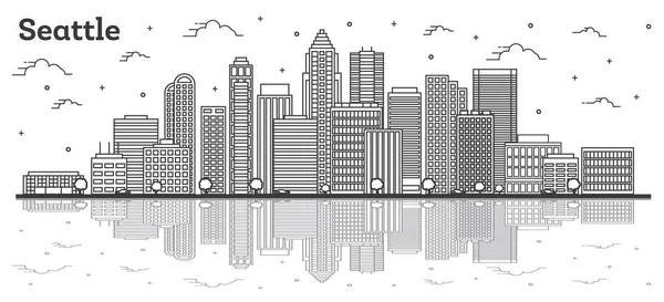 Szerkezeti Seattle-i Washington City Skyline a Modern épületek egy — Stock Vector