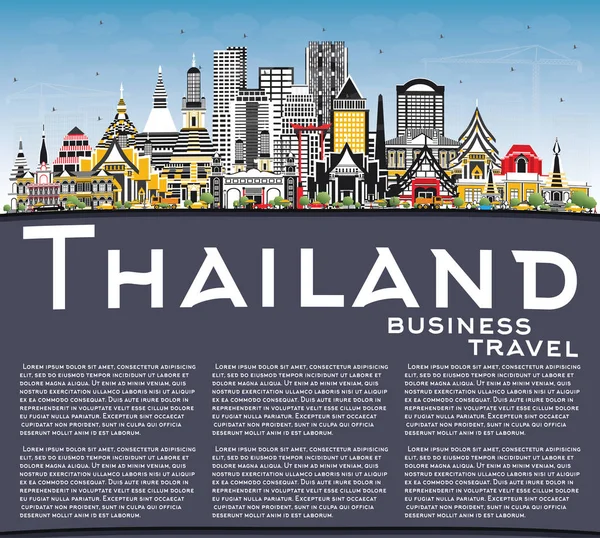 Panoramę miasta Tajlandii z kolor budynków, niebieski niebo i Copy Sp — Wektor stockowy