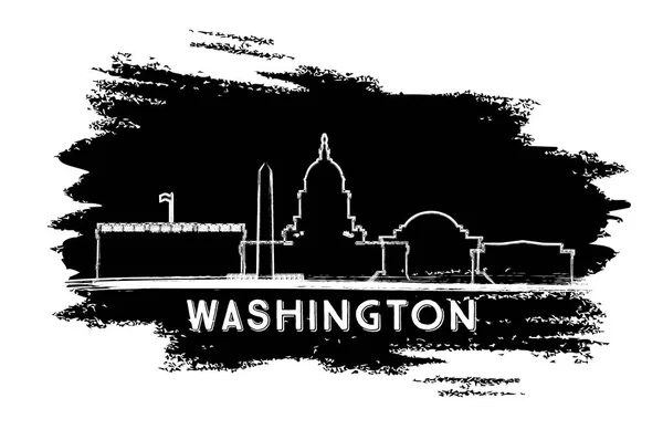 华盛顿 Dc 城市天际线剪影。手绘素描. — 图库矢量图片