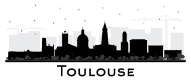 Siyah binalar ISO ile Toulouse Fransa şehir silueti Silhouette