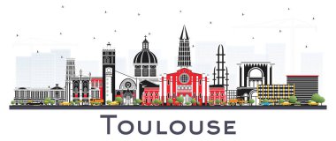 Toulouse Fransa şehir silueti ile renkli binalar wh üzerinde Izole