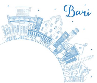 Anahat bari Italya şehir silueti ile mavi binalar ve Copy Spa