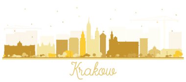 Altın binalar Isol ile Krakow Polonya şehir silueti Silhouette