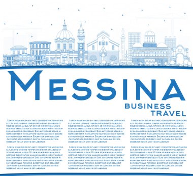 Anahat Messina Sicilya Italya şehir silueti ile mavi binalar bir