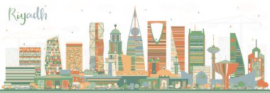 Riyad Suudi Arabistan renkli binalar ile şehir silueti.