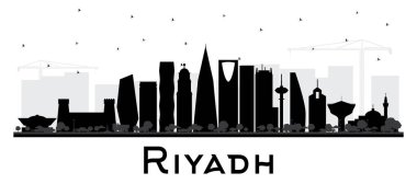 Riyad Suudi Arabistan şehir silueti Silhouette siyah binalar ile