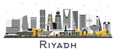 Riyad Suudi Arabistan şehir silueti ile renk binaları Izole o
