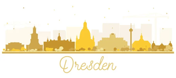 Dresden Alemanha Cidade Skyline silhueta com edifícios dourados é — Vetor de Stock