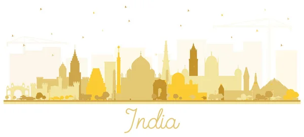 印度城市天际线剪影与黄金建筑隔离 — 图库矢量图片