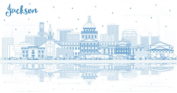 Obrys Jacksonovy městské Skyline s modrými budovami a — Stockový vektor