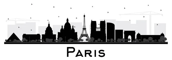 Paris France City Skyline Silueta con edificios negros Isolat — Vector de stock