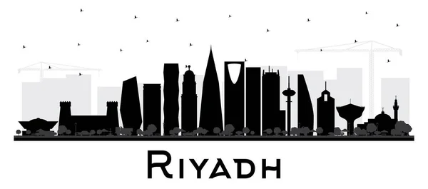 Riad Arabia Saudita City Skyline Silhouette con edificios negros — Vector de stock
