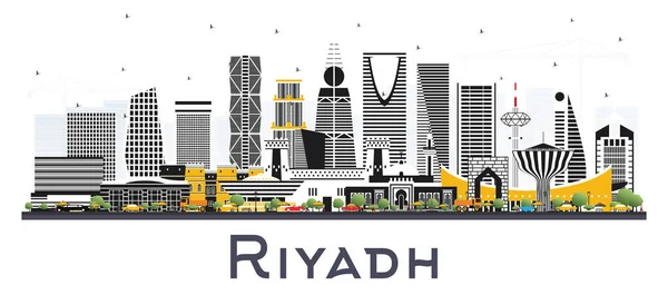 Riad Arabia Saudita Ciudad Skyline con edificios de color aislado o — Vector de stock