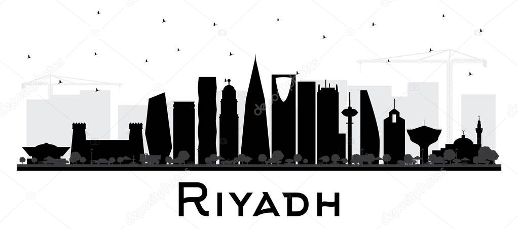 Riyadh Saudi Arabia City Skyline Silhouette with Black Buildings