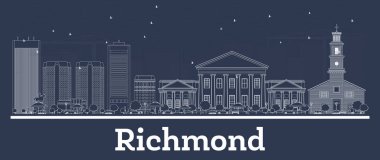 Beyaz Binalar ile Anahat Richmond Virginia City Skyline. 