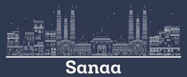 Beyaz Binalar ile Anahat Sanaa Yemen Şehir Silueti. 