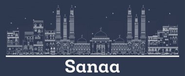 Outline Sanaa Yemen City Skyline with White Buildings.  clipart