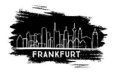 Frankfurt Almanya Şehir Silueti Silueti. El Çizimi Çizimi.