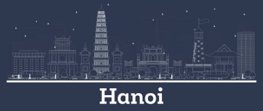 Beyaz Binalar ile Anahat Hanoi Vietnam City Skyline. 