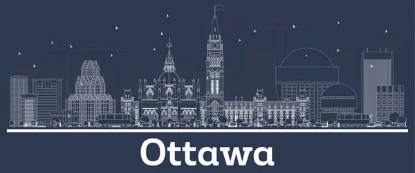 Umriss ottawa canada city skyline mit weißen gebäuden. — Stockvektor