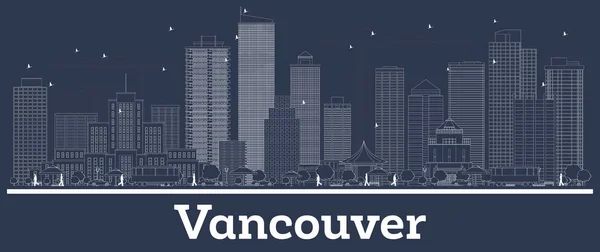 Esboço Vancouver Canada City Skyline com edifícios brancos . —  Vetores de Stock
