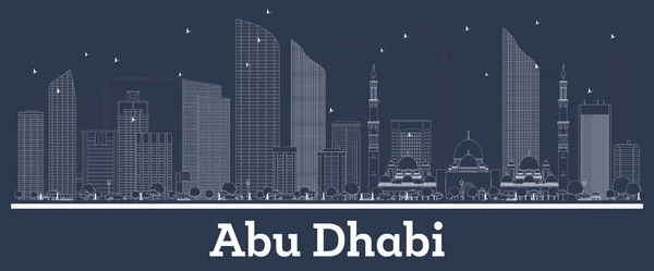Contour Abu Dhabi EAU City Skyline avec bâtiments blancs . — Image vectorielle
