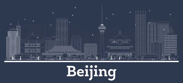 Outline Beijing China City Skyline with White Buildings. — Stock Vector