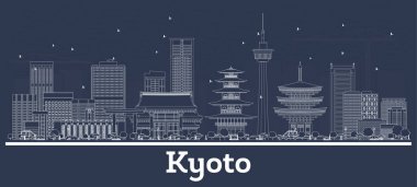Beyaz Binalar ile Anahat Kyoto Japonya Şehir Skyline.