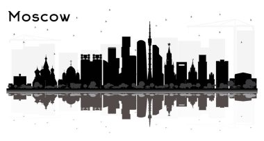 Siyah Binalar Isola ile Moskova Rusya City Skyline Siluet