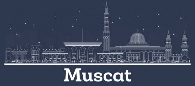 Beyaz Binalar ile Anahat Muscat Umman Şehir Skyline. 