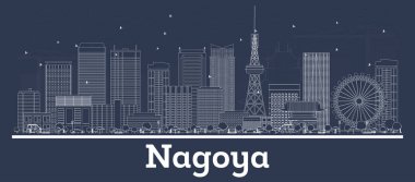 Beyaz Binalar ile Anahat Nagoya Japonya Şehir Skyline.
