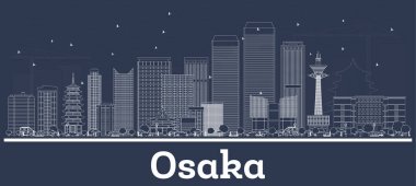 Beyaz Binalar ile Anahat Osaka Japonya Şehir Skyline. 