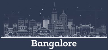 Beyaz Binalar ile Anahat Bangalore Hindistan Şehir Skyline. 