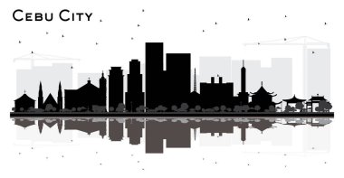 Siyah Binalar ile Cebu City Filipinler Siluet bir