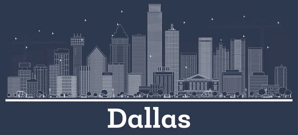 Контур Далласа Texas City Skyline с белыми зданиями . — стоковый вектор