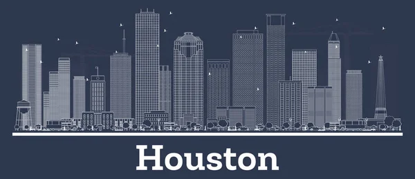 Beyaz Binalar ile Anahat Houston Texas City Skyline. — Stok Vektör