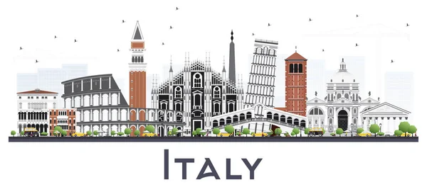 Горизонт Італії з сірими будівлями, ізольованими на білому. — стоковий вектор