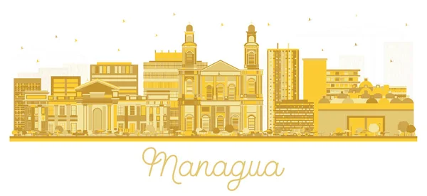 Managua Nicaragua City Skyline Silueta con Edificios Dorados — Vector de stock