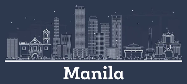 Umriss der Skyline der philippinischen Stadt Manila mit weißen Gebäuden. — Stockvektor